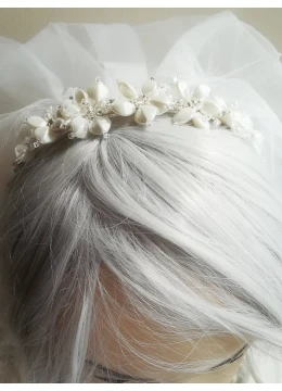 Булчинска диадема с кристали и перли Сваровски модел Ivory Orchid by Rosie